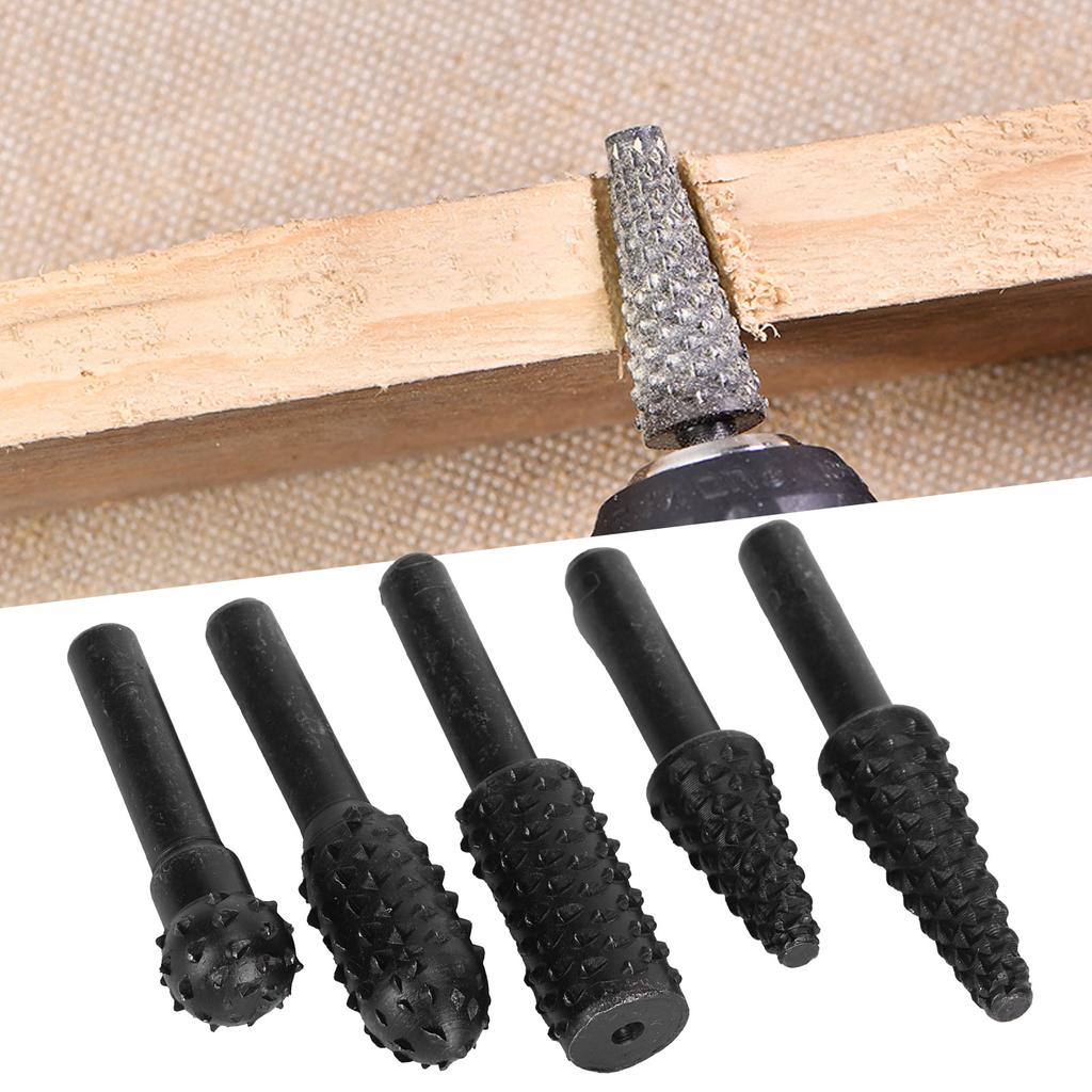 5PCS Wood Carving File Set Specialized Woodworking Contoured Rotary Relief Grinding Heads Rotary File Tools Wood Carving Files
