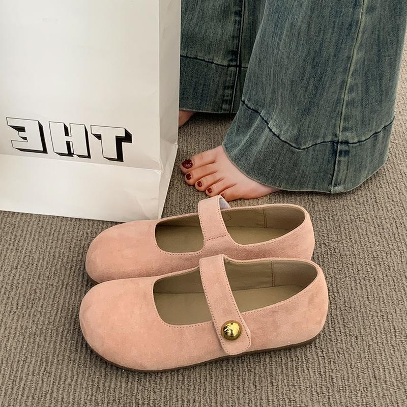 Yellow shoes women's new spring and summer single shoes flat Mary Jane women's shoes retro grandma