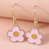 Fashion Colorful Flower Drop Earrings for Women Handmade Knitted Flower Dangle Hooks Earrings Girls Party Holiday Jewelry Gifts