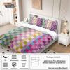 Geometric Colorful Checkerboard 3D Printed Brushed Duvet Cover Set
