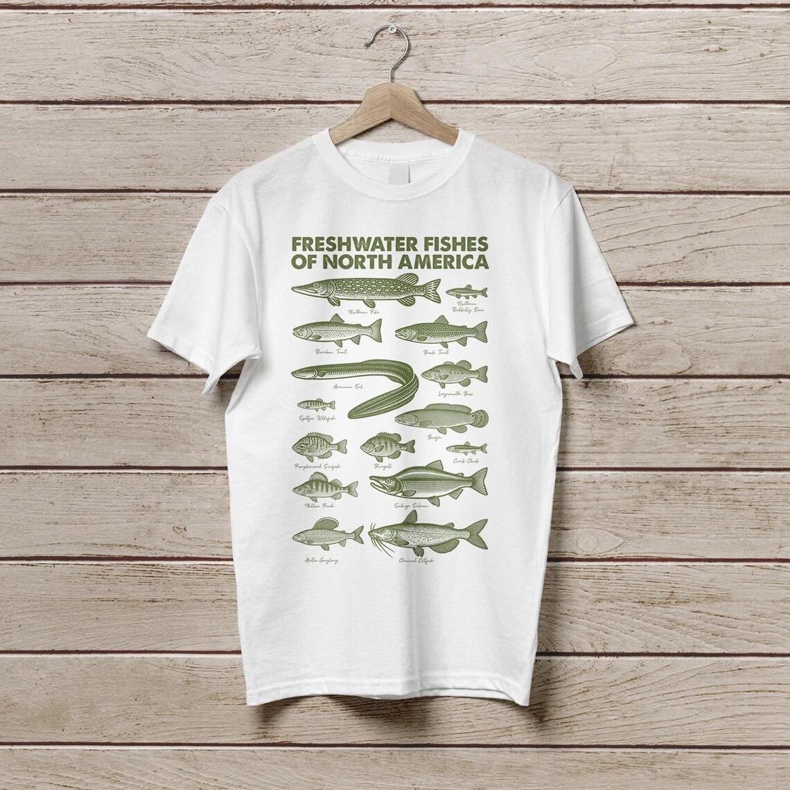 Vintage Freshwater Fish Graphic Shirt Retro Fisher T-Shirt Bass Tee S