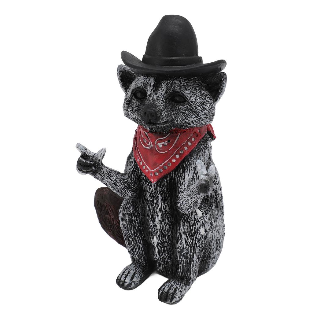 Raccoon Figurine Funny Lifelike Decorative Resin Wild Animal Statue Ornament for Desk Bookshelf