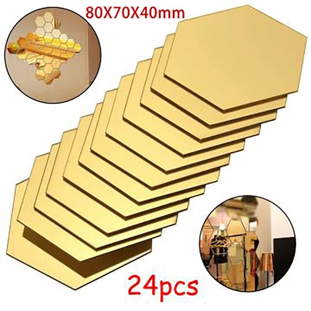 Mirror Stickers Bathroom Decorate Acrylic 80*70*40mm Home office 24pcs
