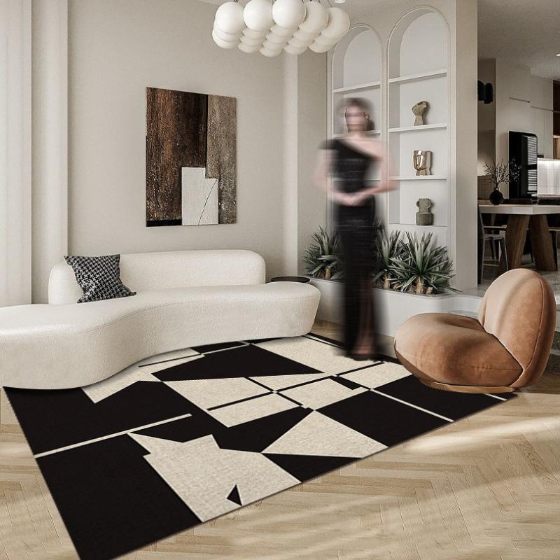 Black White Art Rugs for Nordic Home Living Room Decor Children Crawling Playing Mat Kitchen Non Slip Washable Modern Floor Rug