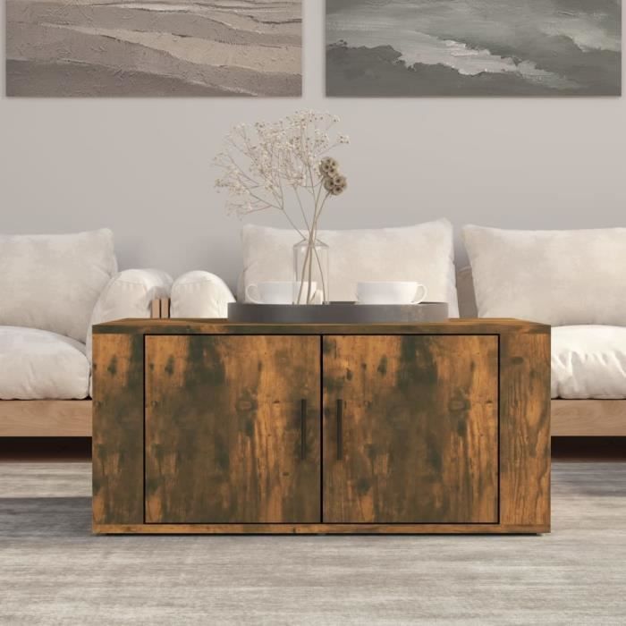 816517 vidaXL Coffee Table Smoked Oak 80x50x36 Cm Engineered Wood