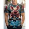 Full Print Men's Funny Pig Graphic T-Shirt Clothes Summer Short Sleeve Round Neck Casual T Shirts Top Men Novelty Animal Tshirts
