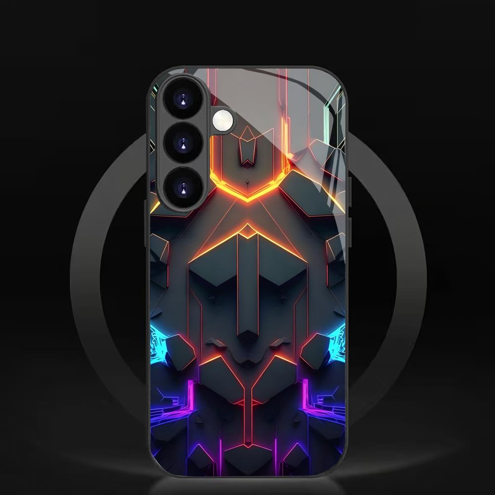 E-sports mecha pattern glass phone case suitable for Samsung Galaxy S26 S25 S24 S23 S22 S20 FE/Ultra/Plus anti fall back cover
