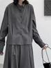 Women's Dark Style Pleated Wool Shirt: Slimming, Loose, Short, Long-Sleeved Japanese Design for Autumn & Winter
