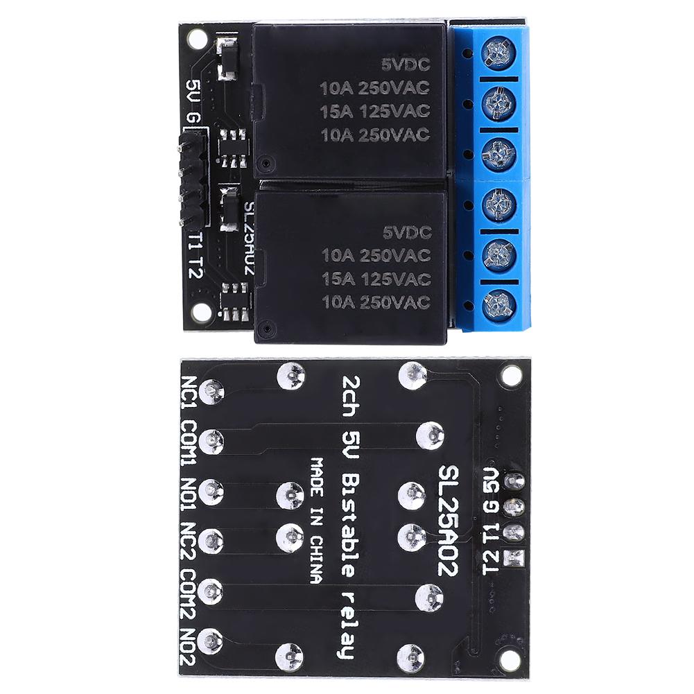 SL25A02 5V 2 Channel Bistable Self Locking Relay Module Single Chip Low Level Control Switch