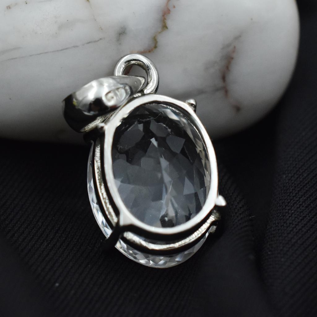 Weißer Saphir Natur 28,90 Ct Ovalschliff Silberanhänger Loser Edelstein ZERTIFIZIERT AR-3647-Sa