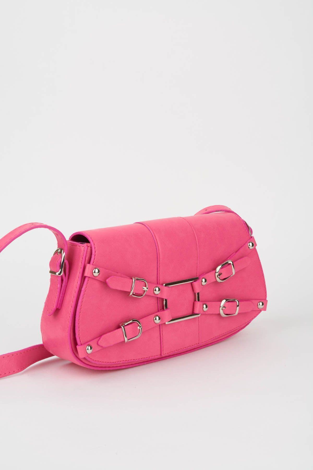 

Women s Stylish and Useful Handbag Women s Fuchsia Design Clasp Snap Closure Faux Leather Baguette Hand and Arm Bag