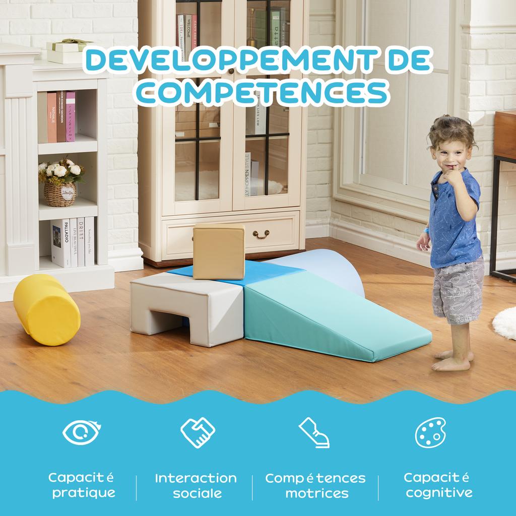 6 XXL Foam Building Blocks - Educational Game - Motor Skills Module - Certified EN71-1-2-3 Standards - 20D PU Foam