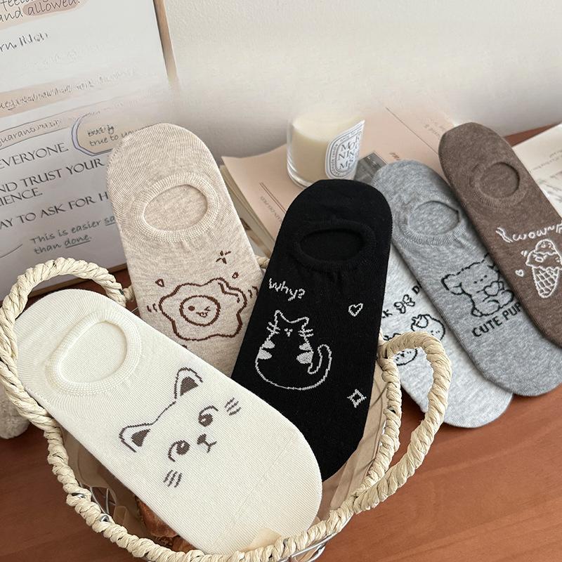 Women's Summer Thin Invisible Shallow-mouthed Short Socks, Silicone Anti-slip and Non-dropping Heel Socks, Cotton Socks