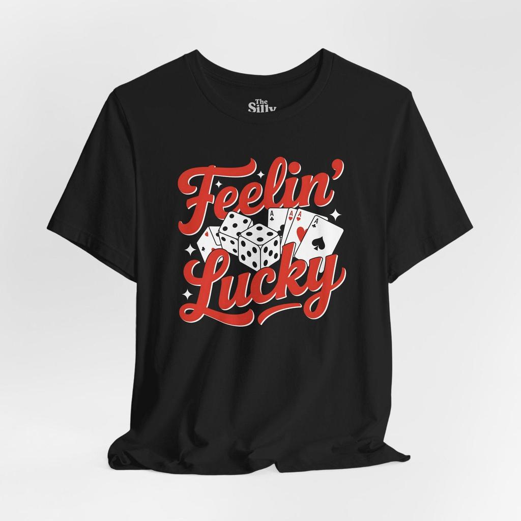 Feelin' Lucky T-Shirt, Retro Casino Dice & Cards Graphic