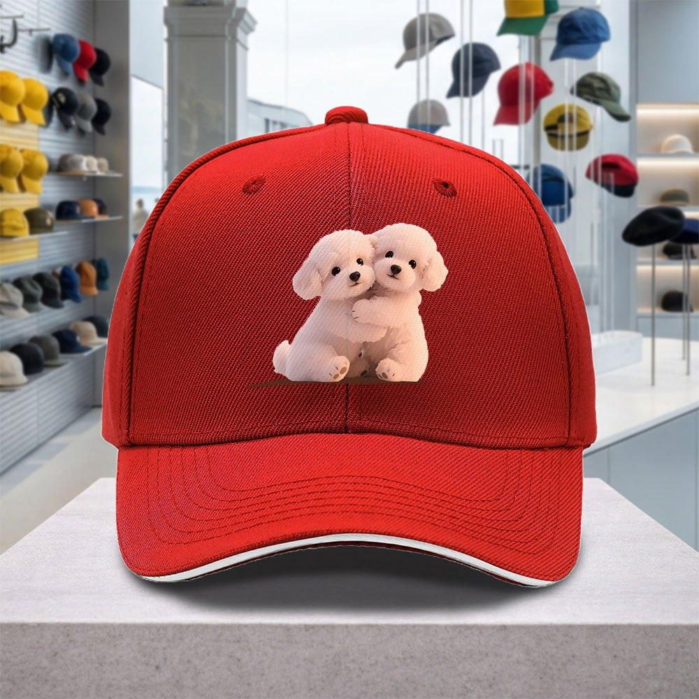 Bichon Frise Hug Pattern Adjustable Baseball Cap for Weddings Parties Festivals Bachelorette Multiple Colors