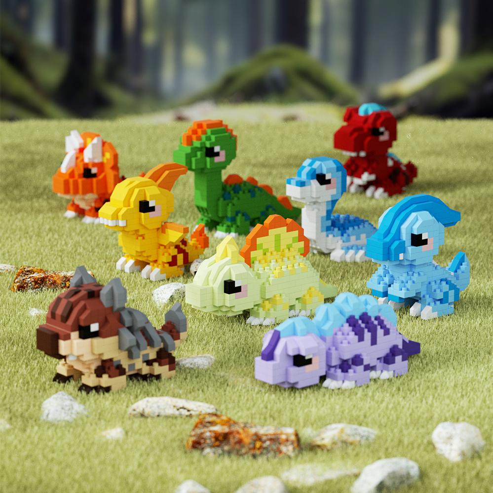 Mini dinosauři Dětské hračky Zvířata Modely Stavebnice Mikro kostky Vzdělávací hračky Halloweenské dárky
