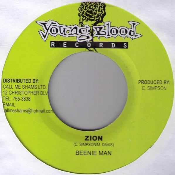 

7inch Record BEENIE MAN - Zion NONE Young Blood Rec 2002 Jamaica Reggae, Ska & Dub Used