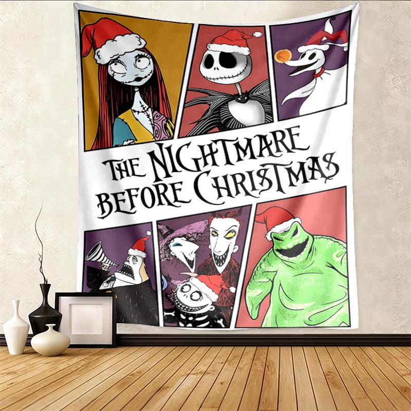 Nightmare Christmas Pattern Tapestry Wall Hanging Boho Aesthetic Wall Blanket For Bedroom Living Room Dorm Home Wall Decor 1012596