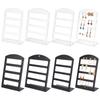 1set 6Pcs 6 Styles 4-Tier PP Plastic Slant Back Earring Organizer Display Stands Rectangle Mixed Color 10~13.65x4.3~5.7x15.2~19cm Hole: 1.4mm