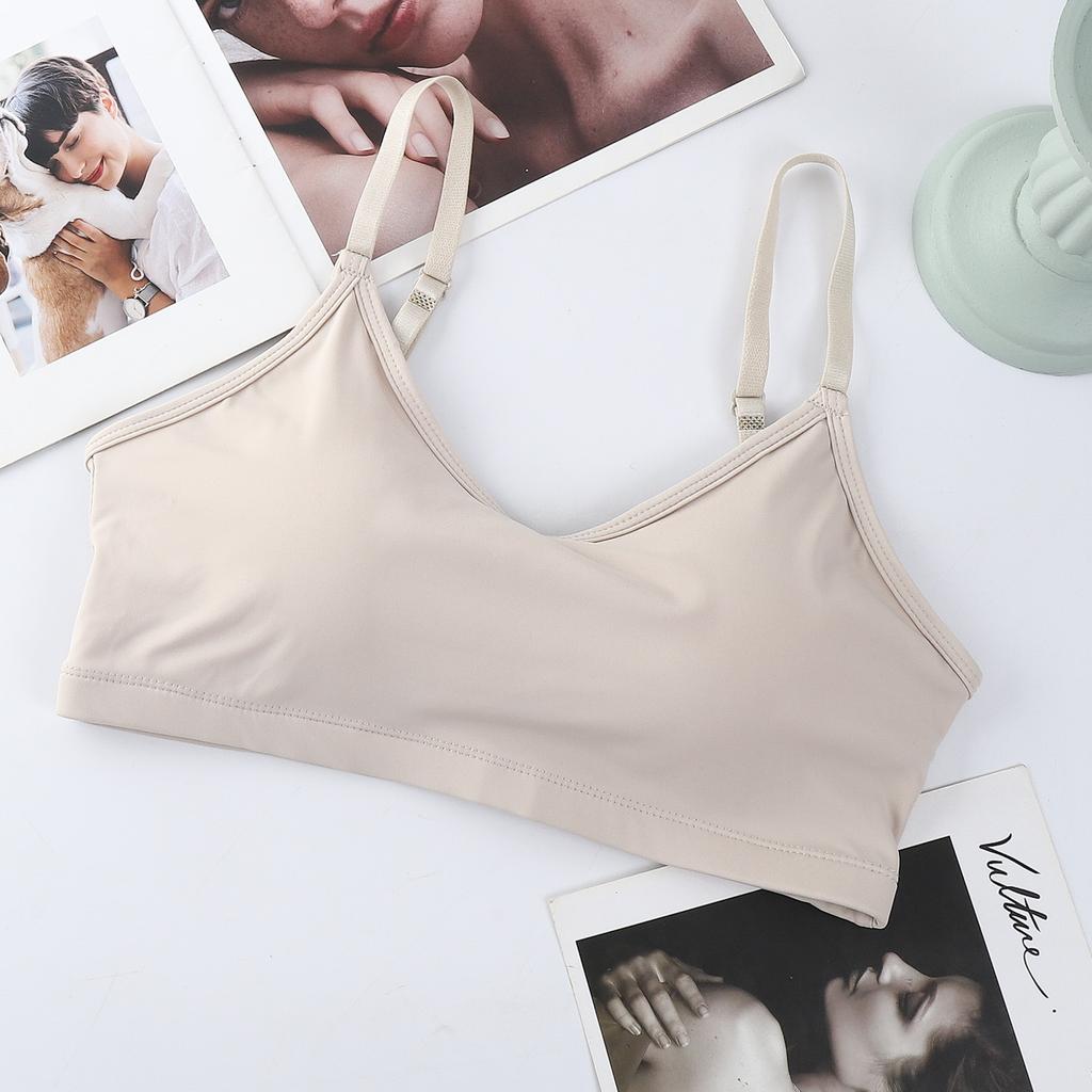Small suspenders, beautiful back underwear, women's steel-free bra, open back, ice silk tube top with fixed chest pad, integrated chest wrapping base
