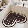 Kitchen Heart-shaped Carpet American Floral Pattern Water-absorbent Quick-drying Large Size Floor Mat Diatom Mud Non-slip Rug