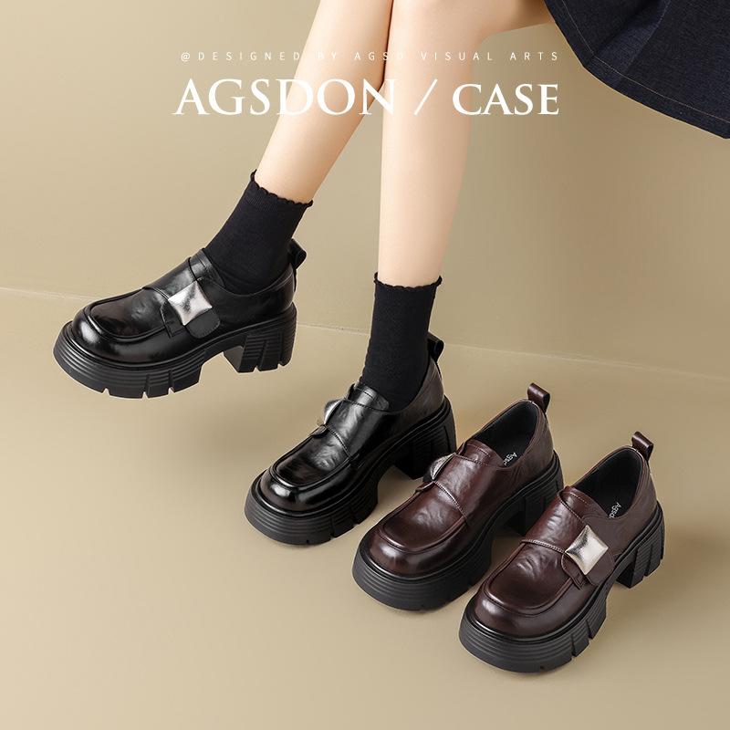 Augustine Platform Loafers Women's 2025 New Autumn Retro College Style Soft-soled Small Leather Shoes Light Single Shoes
