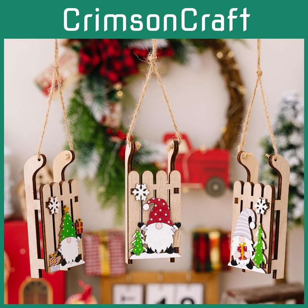 Wooden Santa Claus Sleigh Hangings Ornaments For Christmas Celebration Decor