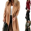 Manteau Classique pour Femme Col à Revers Ouverture Devant Ceinture Longue Veste Trench-Coat Long Élégant – Manteau Long à Revers Ceinturé