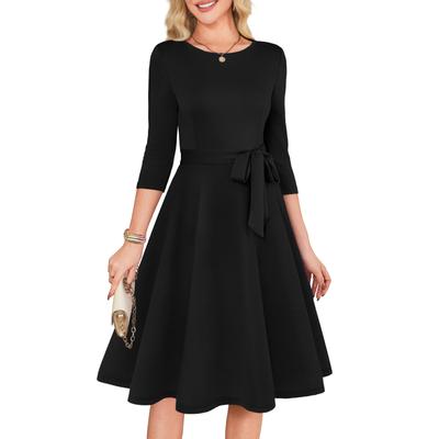 Women's Cocktail Dresses 3/4 Sleeve Vintage Wedding Guest Dress