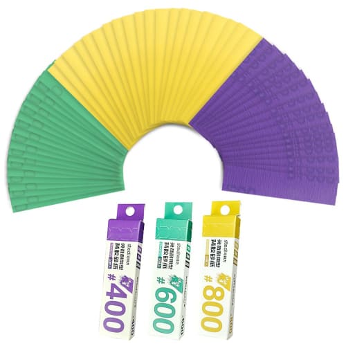 

Stedi Hobby Model Tool Adhesive Sandpaper, Waterproof Wet/Dry, Interchangeable Reusable Sandpaper, 400, 600, and 800 Grits for Plastic Models and Gund