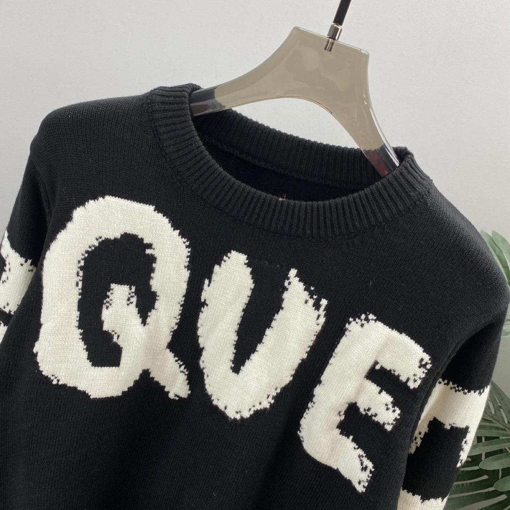 European Fashion Unisex Long-Sleeve Wool Sweater with Letter Print