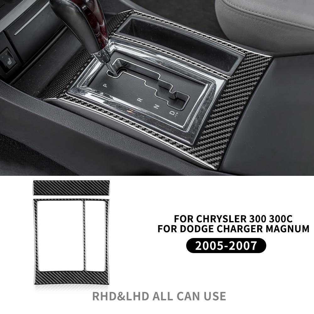 Real Soft Carbon Fiber Sticker For Chrysler 300 300C For Dodge Charger Magnum 2005 2006 2007 Car Gear Shift Panel Accessories