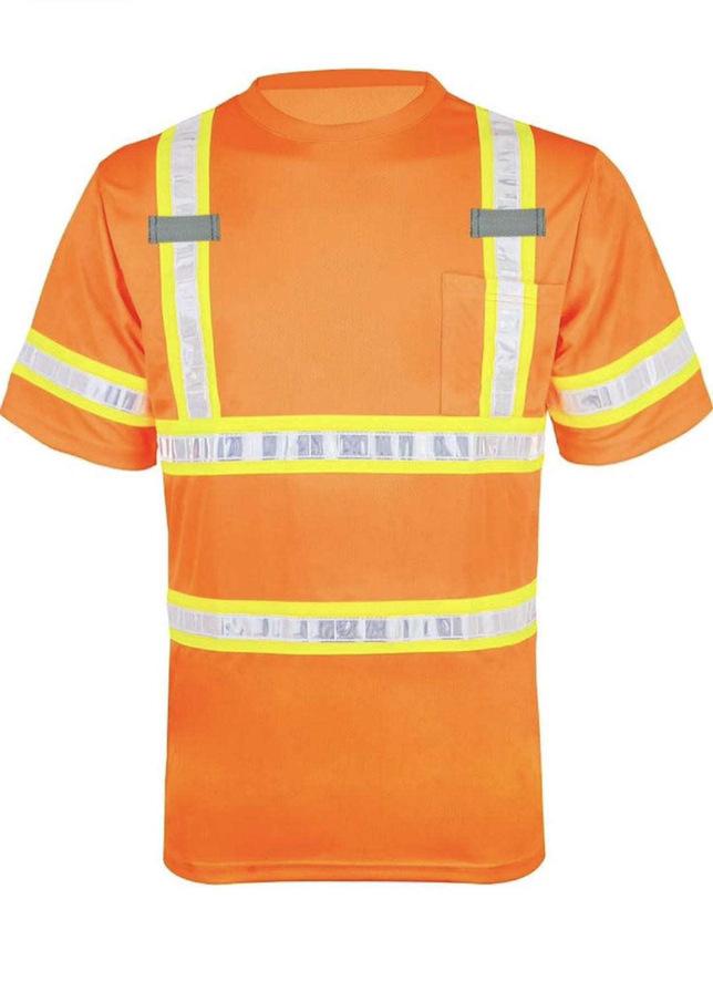 Men s short-sleeved reflective strip shirt, sunscreen sweatshirt, suitable for construction traffic sunscreen clothing S