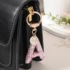 uxcell Women's Initial Letter B Keychain with Heart Rhinestones, Decorative BagCar Key Accessory, Pink
