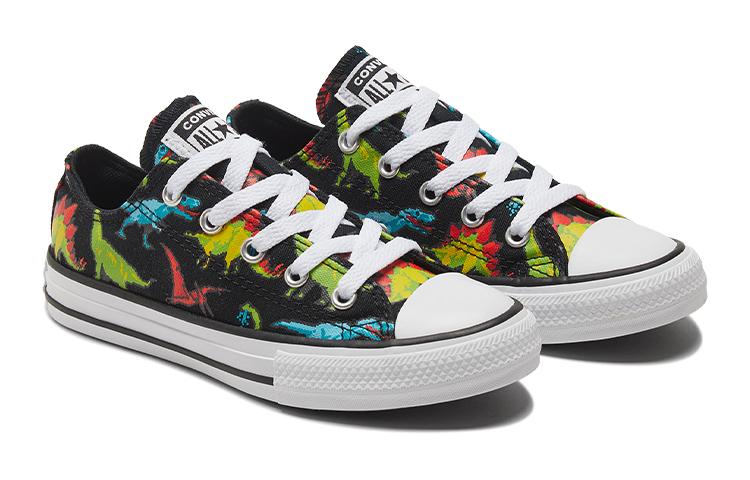 Converse Chuck Taylor All Star Low Top Kids Canvas Shoes Black Multicolor Teenagers 670350C
