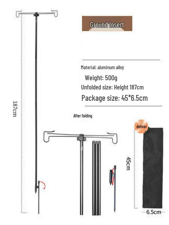 Aluminum Camping/Fishing Lantern Stand - Portable, Folding, Outdoor Lamp Pole Storage
