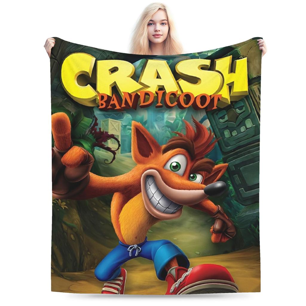 Crash Bandicoot Cartoon Merch Decken Super Weich Korallenfleece Plüsch Videospiel Überwurf Decke Bequeme Bettwäsche Überwürfe