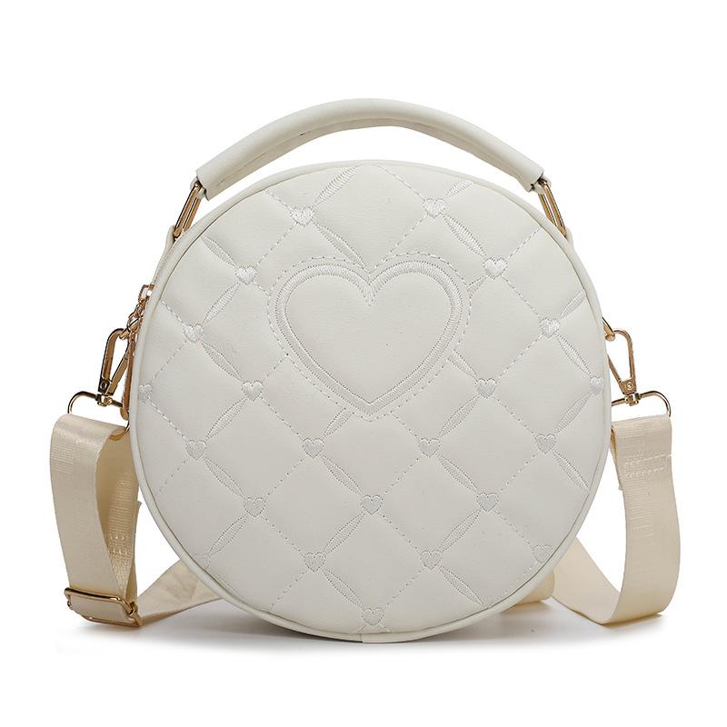 New Summer Round PU Leather Shoulder Bag Niche Design Love Women's Bag Versatile Simple Crossbody Women's Bag