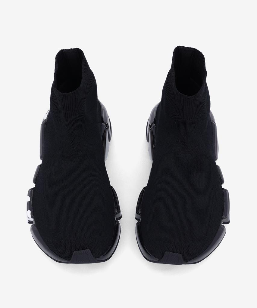 Balenciaga Speed 2.0 Full Clear Sole Graffiti Recycled Knit Sneakers - Black:White / 617196W2Dia1190