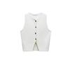 Spring New Minimalist Temperament Commute Fashion All-Match Round Neck Sleeveless Split Knitting Short Top 5536027