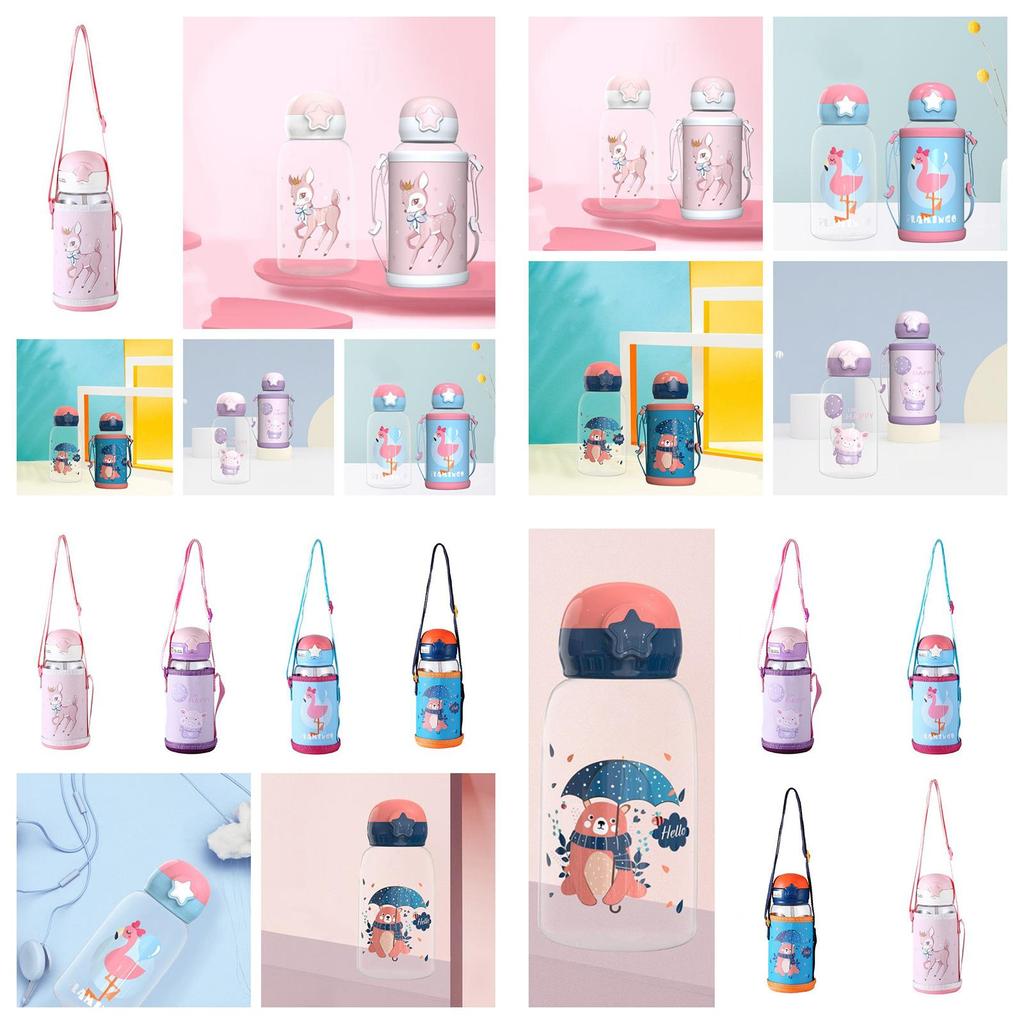 Creative Student Summer Water Bottle With Strap And Straw Leak-proof And Convenient