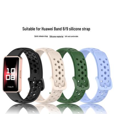 Huawei Band 9 Silikon Kayış: Band 8 için Nefes Alabilen Gözenekli Tasarım