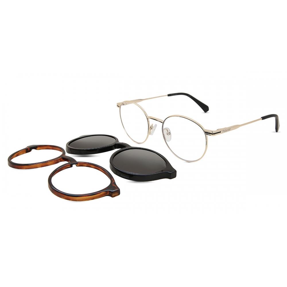 

Polaroid Pld 6132 Cs With Clip On Polarized J5g M9 Unisex Eyeglasses Gold/51