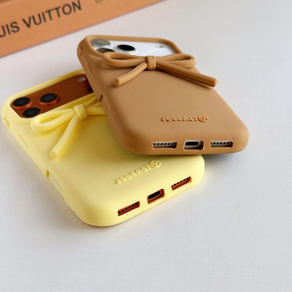 Korean 3D Bow Hand Strap Case for iPhone 13-17 Pro Max (Anti-fall, Apple Compatible)