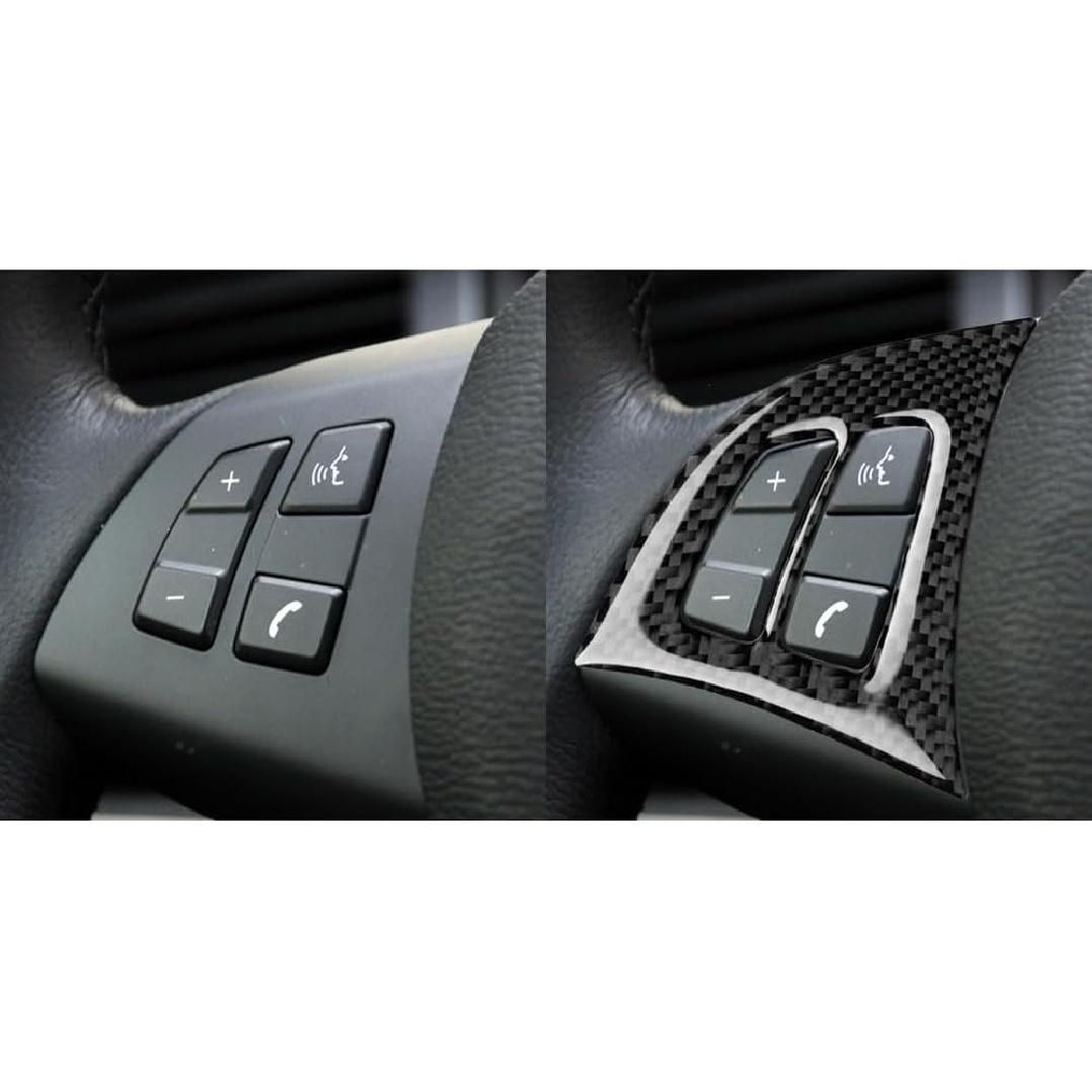 Upgrade Carbon Fiber Compatible with BMW X5 E70 2008-2013 Steering Wheel Button Sticker-Solid Color