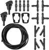 Windshield Washer Hose Kit, 5M Washer Fluid Hose with 12 Pcs Connectors, 2 Fan Nozzles, 2 Rubber Gaskets, Connect Car Water Pump and Nozzles, Suitable