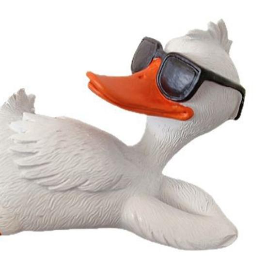 Duck Statue Funny Duck Sculpture with Sunglasses Waterproof Outdoor Lawn Ornament Resin Garden Decor