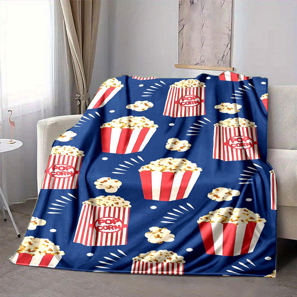 1pc Popcorn Cinema Lightweight Flannel Blanket, Comfortable and Warm Blanket, for Office and Camping Sofa Bed, Livingroom098