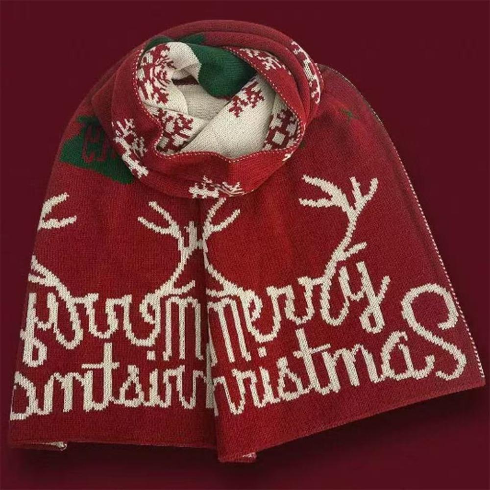 Christmas Elk Scarf Women'S Autumn Winter Polyester Fiber Scarf Christmas Gift Warm Sun Protection Neck Protector Shawl