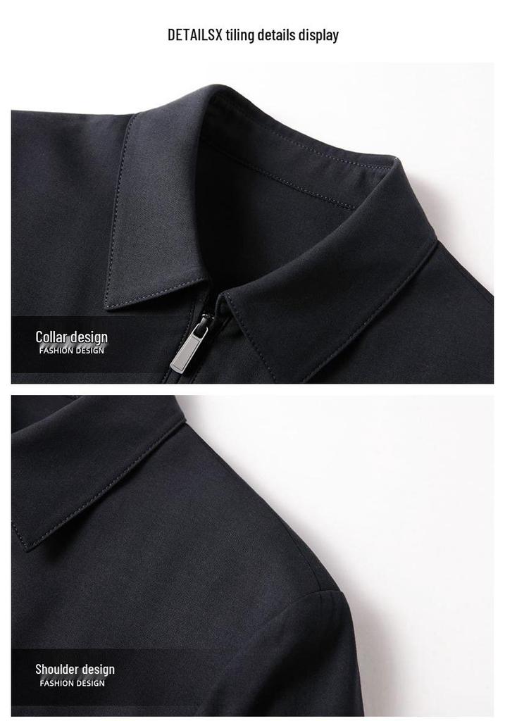 Men's Non-Iron Wool Lapel Jacket - Spring/Autumn Business Wear for Middle-Aged & Young Adults